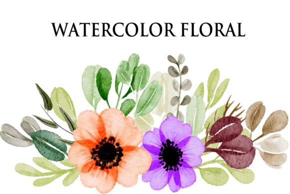 Aset Floral and Leaves Watercolor EPS for Illustrations
