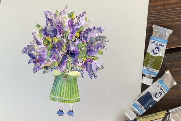 Girl with Flowers - Watercolor Print Review for Real Projects