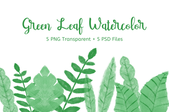 Green Leaf Watercolor Clipart for Handmade and Printable Crafts