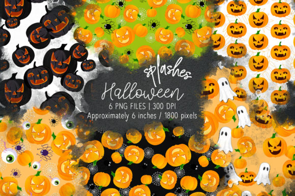 Halloween Watercolor Splashes 01: A Vibrant Illustration for Seasonal Content