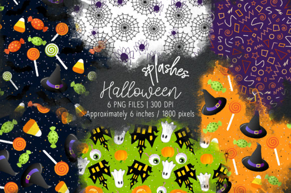 Halloween Watercolor Splashes 11: A Festive Illustration for Handmade Creations