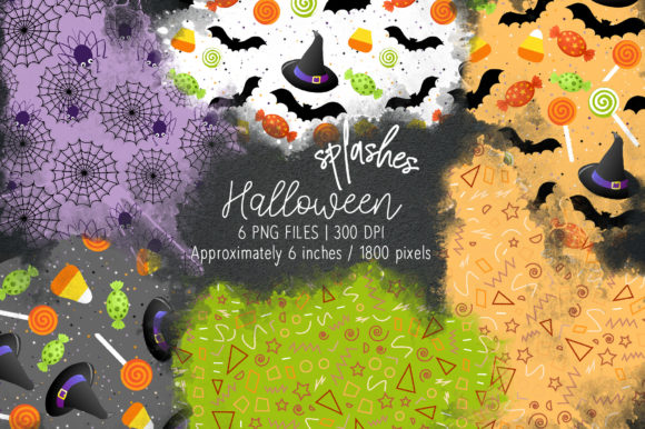 Halloween Watercolor Splashes 12: A Vibrant Graphic Design Asset for Seasonal Branding
