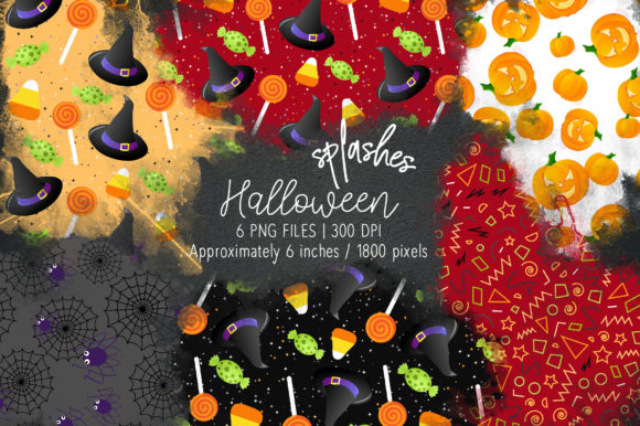Halloween Watercolor Splashes 15: A Festive Graphic Design Asset for Local Businesses