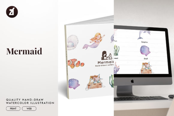 Mermaid Watercolor Illustration for Creative Marketplace Success