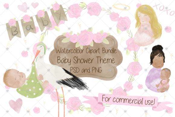 Mum and Baby Watercolour Illustrations for Pregnancy Content