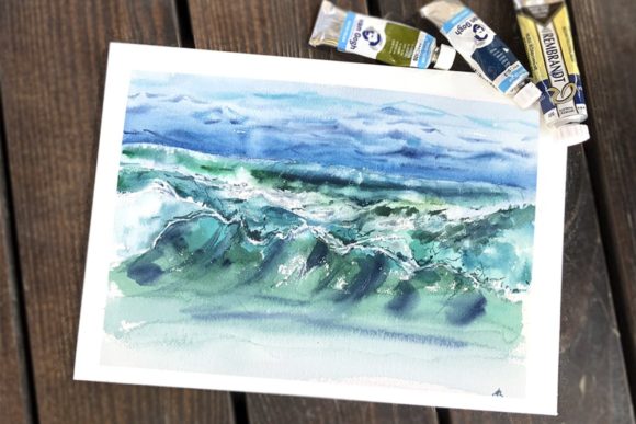 Ocean Wave Watercolor Illustration for Digital Sellers