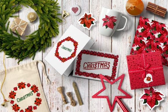 Poinsettia Watercolor Clip Art for Local Business Branding