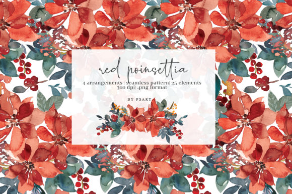 Red Poinsettia Watercolor Clipart: A Versatile Illustration for Digital Sellers