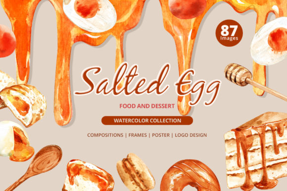 Salted Egg Food and Dessert Watercolor: A Versatile Illustration for Modern Designers