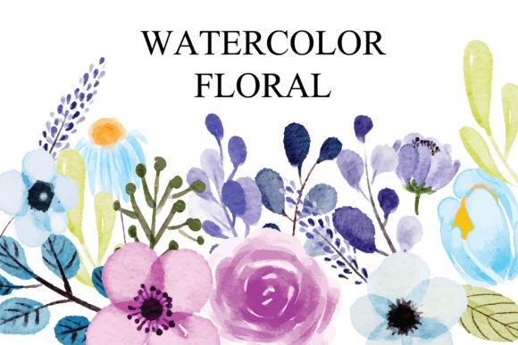 Set Watercolor Flowers and Leaves for Branding & Illustrations