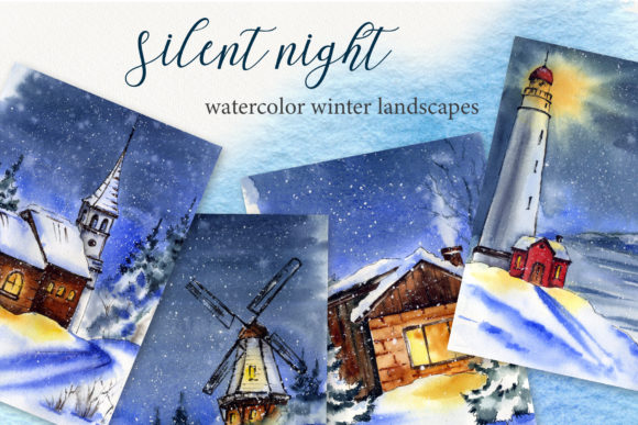Silent Night Watercolor Set: A Designer’s Take on Illustrations for Local Business Branding