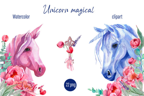 Unicorn Clipart Watercolor for Editorial and Web Design