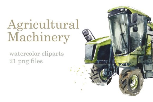 Watercolor Agricultural Machinery: A Versatile Illustration for Content Design