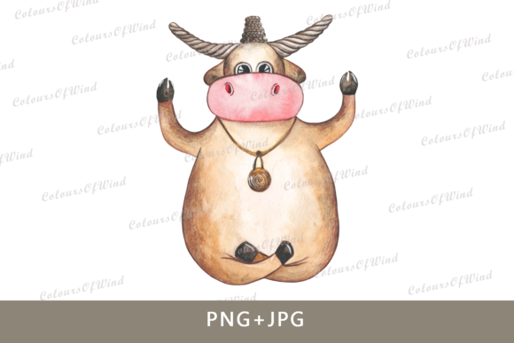 Watercolor Bull Sublimation Graphics: A Versatile Illustration for Creative Projects