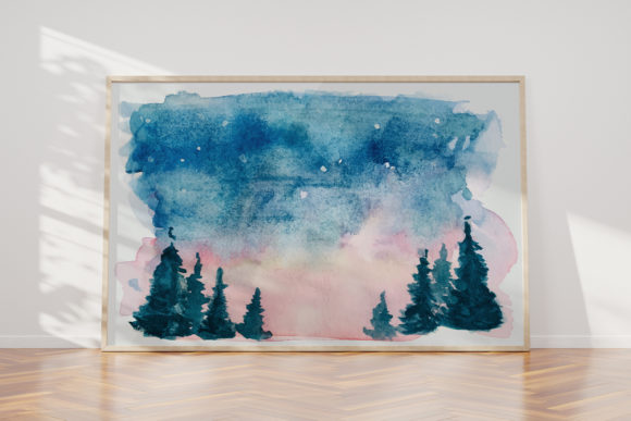 Watercolor Clip Art Mountain Scenery: A Versatile Illustration for Branding