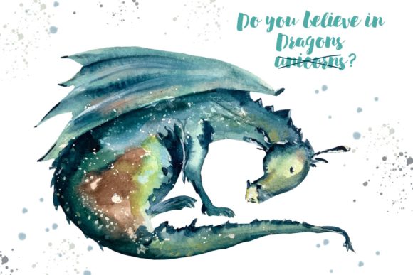 Watercolor Dragon Clip Art for Real Crafting and Illustrations