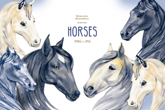 Watercolor Horses Clipart: A Versatile Illustration for Creative Branding