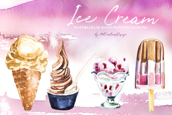 Watercolor Ice Cream Illustrations for Real Craft Projects