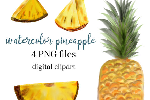Watercolor Pineapple Clipart for Embroidery Projects