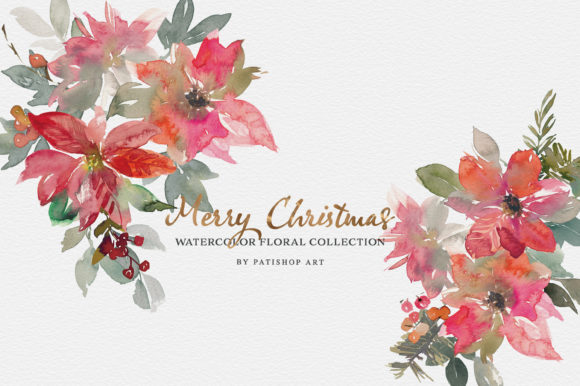 Watercolor Poinsettia and Berries Set: A Designer’s Take on This Seasonal Illustration