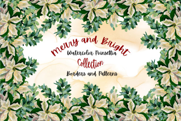 Watercolor Poinsettia Borders for Editorial and Web Design