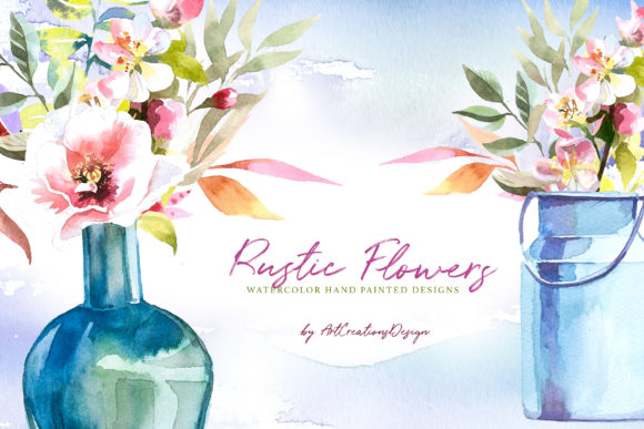 Watercolor Rustic Flowers Design Set: A Versatile Illustration for Local Branding