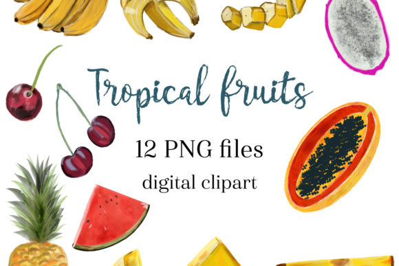 Watercolor Tropical Fruit Clipart Review for Embroidery Projects