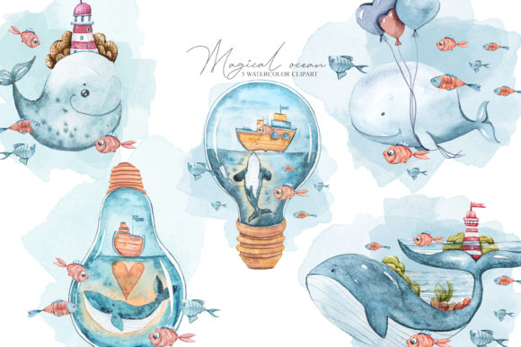 Watercolor Whale Clipart: A Fresh Illustration for Branding & Packaging