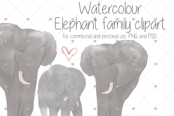 Watercolour Elephant Family Illustrations: A Versatile Graphic Design Asset for Handmade Creators