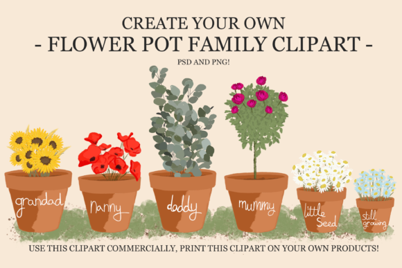 Watercolour Flower Family Illustrations for Branding and Marketing