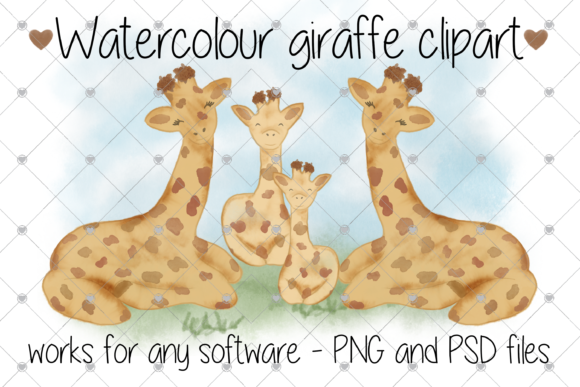 Watercolour Giraffe Family Clipart: A Versatile Illustration for Creative Projects