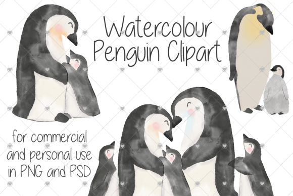 Watercolour Penguins for Zoo-Themed Illustrations