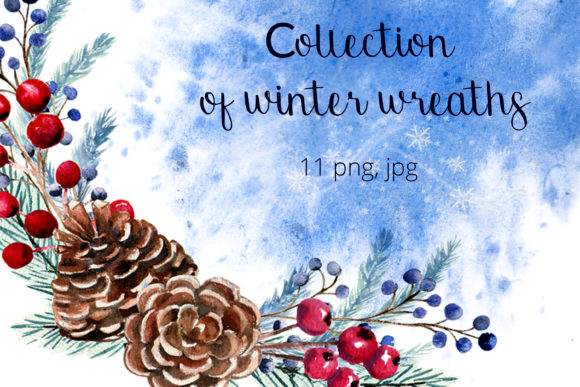 Winter Wreath Illustrations: A Watercolor Asset for Seasonal Design Projects
